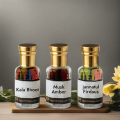 Attar Set Jannat ul Firdaus, Musk Amber, Kala Bhoot Combo Set