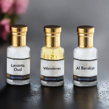 3 pcs Arabic Attar Set Lavanta Oud, Wanderer, Al Barakat 12ml Each