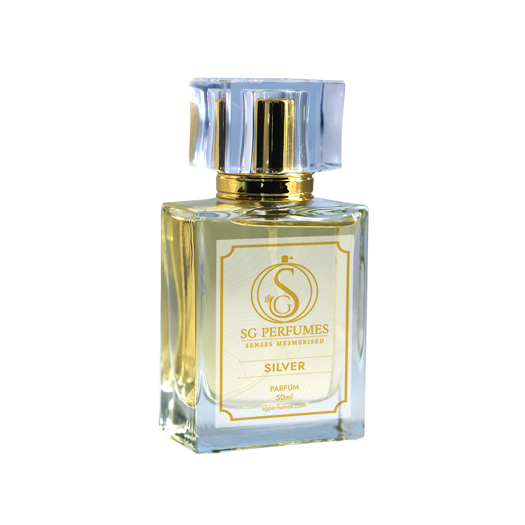 Silver Parfum Bottle with black and grey gradient