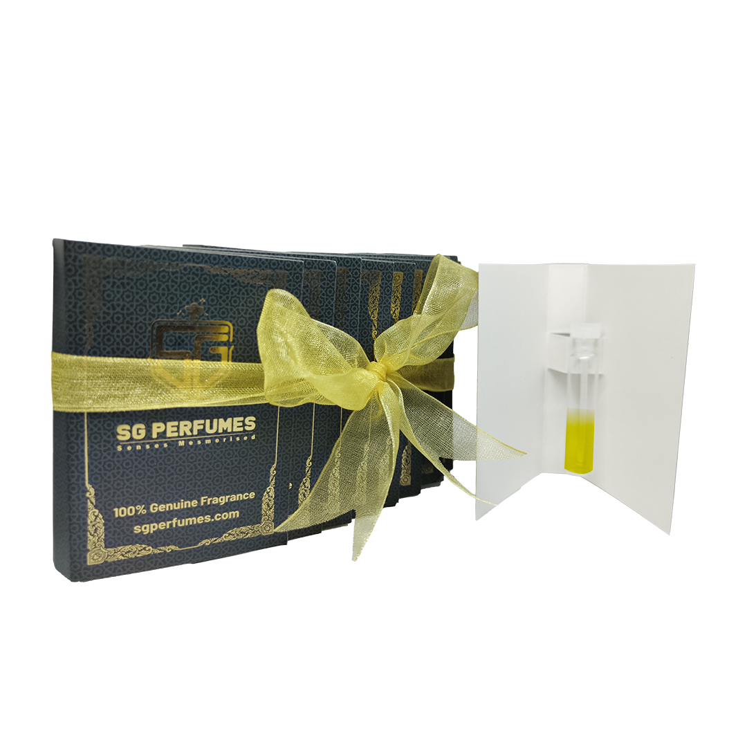 Mystique French Set of 10 in beautiful Box with sample Attar with white background