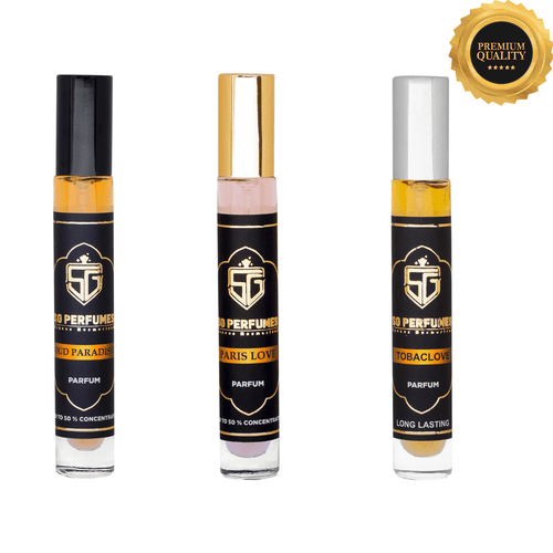 3 Pcs Luxury Parfum Roll on Set Oud Paradiso, Paris Love and Tobaclove 