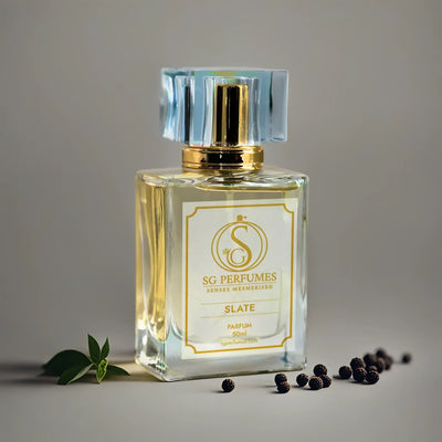 Slate Parfum with grey background 