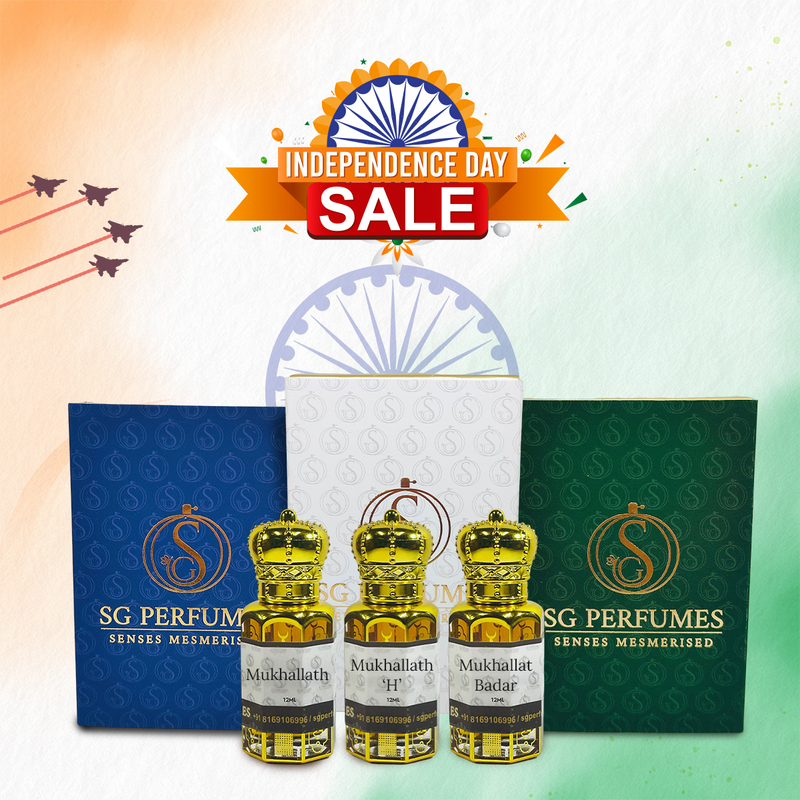 3 pcs Arabic Attar Set Mukhallath, Mukhallath H, Mukhallat Badar 12ml Each